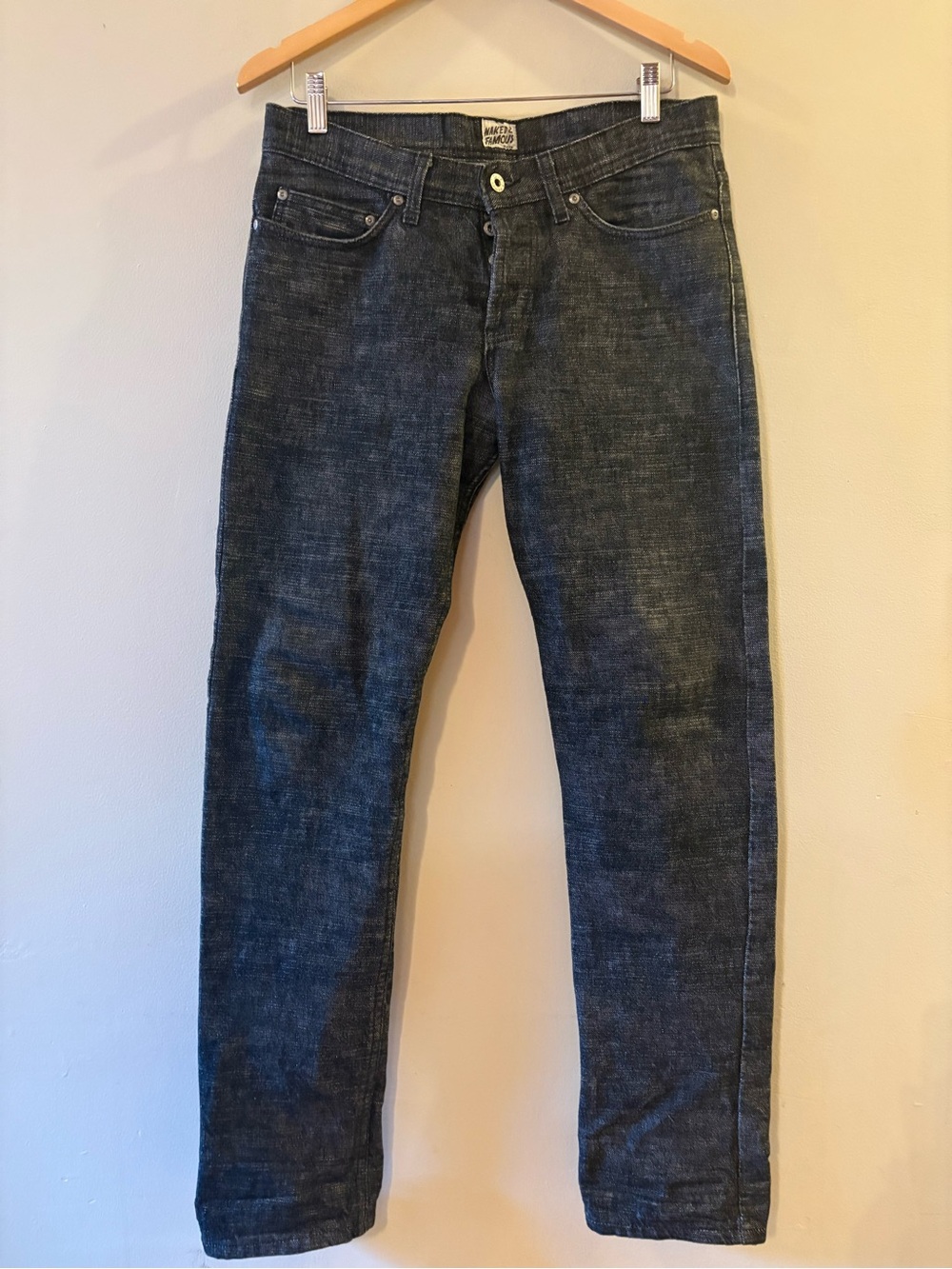 Men's naked & famous, Frankenstein 3, weird guy, black, raw Denim Jeans, Sz 32.